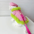 Load image into Gallery viewer, Tres Chic Pink & Lime Tweed Coat, Hat & Leash Set