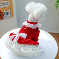 Load image into Gallery viewer, Red Velvet & Lace Holiday Party Dog Dress