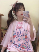 Pink Strawberry Bunny Harajuku T-Shirt
