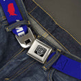 Load image into Gallery viewer, BD Wings Logo CLOSE-UP Full Color Black Silver Seatbelt Belt - 'MERICA/USA Silhouette Blue/White/Red Webbing