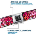 Load image into Gallery viewer, BD Wings Logo CLOSE-UP Full Color Black Silver Seatbelt Belt - Born to Blossom CLOSE-UP White Webbing