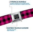 Load image into Gallery viewer, BD Wings Logo CLOSE-UP Full Color Black Silver Seatbelt Belt - Buffalo Plaid Black/Fuchsia Webbing