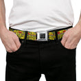 Load image into Gallery viewer, BD Wings Logo CLOSE-UP Full Color Black Silver Seatbelt Belt - Born to Raise Hell Yellow Webbing
