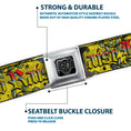 Load image into Gallery viewer, BD Wings Logo CLOSE-UP Full Color Black Silver Seatbelt Belt - Born to Raise Hell Yellow Webbing