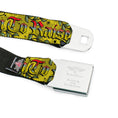 Load image into Gallery viewer, BD Wings Logo CLOSE-UP Full Color Black Silver Seatbelt Belt - Born to Raise Hell Yellow Webbing