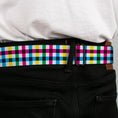 Load image into Gallery viewer, BD Wings Logo CLOSE-UP Full Color Black Silver Seatbelt Belt - Buffalo Plaid White/Multi Color Webbing