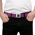 Load image into Gallery viewer, BD Wings Logo CLOSE-UP Full Color Black Silver Seatbelt Belt - Leopard Pink Fuchsia Webbing
