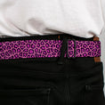 Load image into Gallery viewer, BD Wings Logo CLOSE-UP Full Color Black Silver Seatbelt Belt - Leopard Pink Fuchsia Webbing