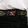 Load image into Gallery viewer, BD Wings Logo CLOSE-UP Full Color Black Silver Seatbelt Belt - Live Hard Die Young CLOSE-UP Black Webbing