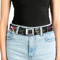 Load image into Gallery viewer, BD Wings Logo CLOSE-UP Full Color Black Silver Seatbelt Belt - Live Hard Die Young CLOSE-UP Black Webbing