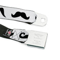 Load image into Gallery viewer, BD Wings Logo CLOSE-UP Full Color Black Silver Seatbelt Belt - Mustaches Straight White/Black Webbing