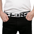 Load image into Gallery viewer, BD Wings Logo CLOSE-UP Full Color Black Silver Seatbelt Belt - Mustache Trio White/Black Webbing