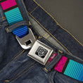 Load image into Gallery viewer, BD Wings Logo CLOSE-UP Full Color Black Silver Seatbelt Belt - Zarape7 Vertical Pinks/Blues/Greens/Black Webbing