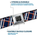 Load image into Gallery viewer, BD Wings Logo CLOSE-UP Full Color Black Silver Seatbelt Belt - Plaid X2 Navy/White/Orange Webbing