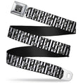 Load image into Gallery viewer, BD Wings Logo CLOSE-UP Full Color Black Silver Seatbelt Belt - Cherries Scattered/Vertical Stripe White/Black/Grays Webbing