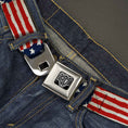 Load image into Gallery viewer, BD Wings Logo CLOSE-UP Full Color Black Silver Seatbelt Belt - Stars & Stripes Painting Webbing