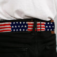 Load image into Gallery viewer, BD Wings Logo CLOSE-UP Full Color Black Silver Seatbelt Belt - Stars & Stripes Painting Webbing