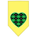 Load image into Gallery viewer, Pet and Dog Bandana Screen Printed, "Green Argyle Heart"