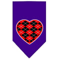 Load image into Gallery viewer, Pet and Dog Bandana Screen Printed, "Red Argyle Heart"