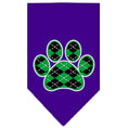 Load image into Gallery viewer, Pet and Dog Bandana Screen Printed, "Green Argyle Paw"