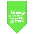 Load image into Gallery viewer, Pet and Dog Bandana Screen Printed, "Love Is A Four Legged Word"