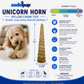 Load image into Gallery viewer, Unicorn Horn Nylon Dog Chew Toy by Southlake Paws, 7" tall, durable, designed for aggressive chewers, with a beige color.