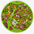 Load image into Gallery viewer, Tree of Life eMat by Southlake Paws, a green enrichment lick mat with a tree design, featuring various pet-friendly treats.