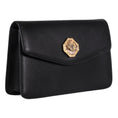 Load image into Gallery viewer, Black Leather Clutch With Custom Swarovski Stone