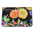 Load image into Gallery viewer, Custom Floral Black Python Clutch With Custom Swarovski Stone