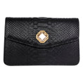 Load image into Gallery viewer, Black Python Clutch with Custom Swarovski Stone