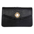 Load image into Gallery viewer, Black Python Clutch with Custom Swarovski Stone