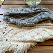 Handmade Hooded Cable Knit Sweater Dog Poncho