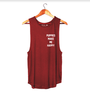 Puppies Make Me Happy Sleeveless Top | Gift for Dog Lovers