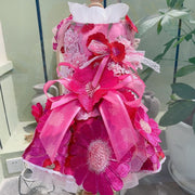 Designer Handmade Hot Pink Daisy Dog Party Dress