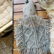 Handmade Hooded Cable Knit Sweater Dog Poncho