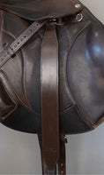 Load image into Gallery viewer, Stable Ride Stirrup Leathers by Southlake Paws, featuring a sleek brown design attached to a saddle.