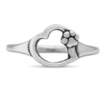 Paw & Heart Ring, Sterling Silver Paws On My Heart Ring