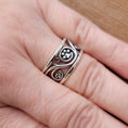 Load image into Gallery viewer, Wide Band Paw Print Ring - Sterling Silver Life Long Journey Paws Ring
