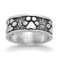 Load image into Gallery viewer, Wide Band Paw Print Ring, Sterling Silver Never Ending Paw Ring