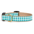 Load image into Gallery viewer, Turquoise Gingham Dog Collar