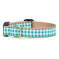 Load image into Gallery viewer, Up Country Turquoise Gingham Cast Brass Dog Collar