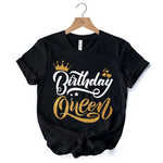 Birthday Queen T-Shirt, Black Glam Party Tee for Stylish Women