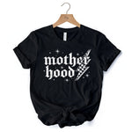 Checkered Motherhood Lightning T-Shirt, Black and White Retro Tee for Strong Mothers