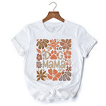 Dog Mama Boho Floral T-Shirt, White and Black Tee for Proud and Stylish Pet Lovers