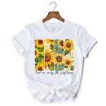 Find Me Among the Sunflowers T-Shirt, White and Natural Floral Tee for Trendy Women