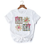Floral Mama Coquette T-Shirt, White and Natural Boho Tee for Sweet and Stylish Moms