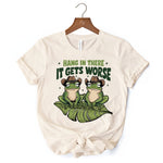 Hang In There It Gets Worse T-Shirt, White and Natural Funny Frog Tee with Dark Millennial Humor