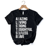 Inspirational Mom T-Shirt, Definition Black Tee for Brave and Thoughtful Mothers