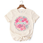 Inspiring Floral Mama T-Shirt, White, Black and Natural Boho Tee for Strong and Loving Mothers