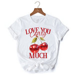 Love You Cherry Much T-Shirt, Retro Disco White Tee for Fun Women